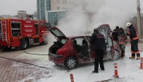 HULUSİ SAYIN - Seyir halindeki otomobil yandı, kadın sürücü gözyaşlarını tutamadı