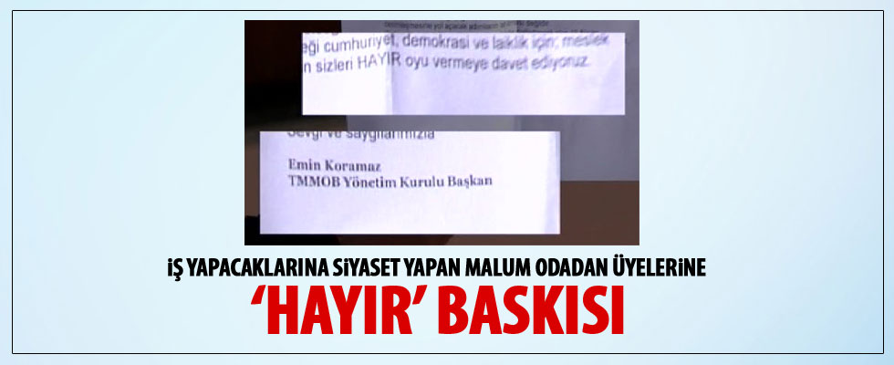 Mimarlar Odası'ndan üyelerine 'hayır' baskısı