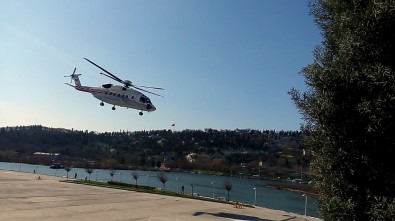 Cumhurbaşkanı Erdoğan, Yoğun Güvenlik Önlemleri Altında Helikopterle Tekirdağ'a Gitti