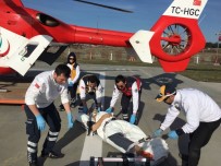 İNŞAAT TEMELİ - Göçük Altında Kalan İşçi, Ambulans Helikopter İle Hastaneye Kaldırıldı