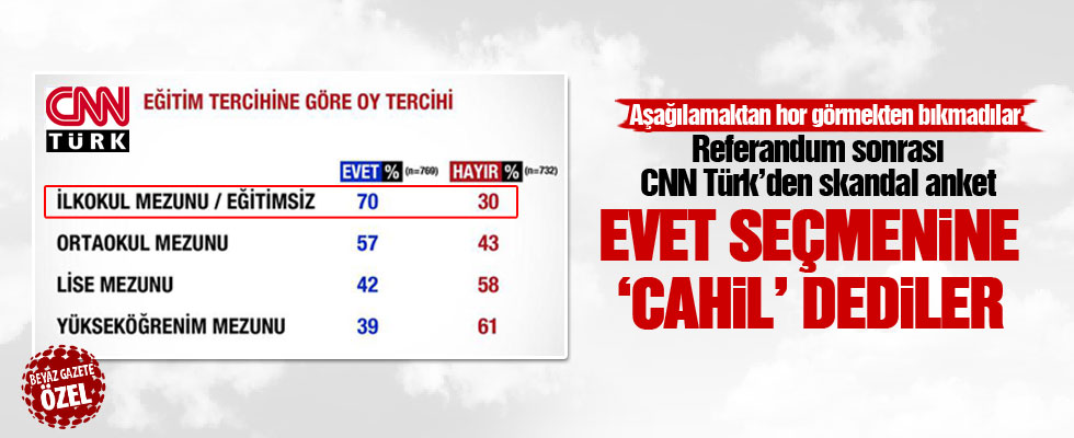 CNN Türk 'Evet' seçmenine 'Cahil' dedi