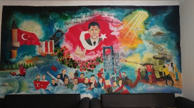 Şehit Halisdemir'in Portresini Okul Duvarına Resmetti