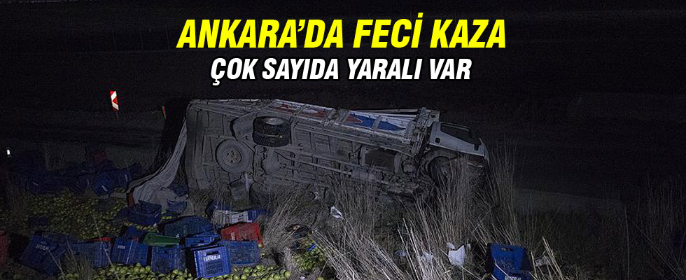 Ankara'da yolcu otobüsü ile kamyon çarpıştı: 11 yaralı