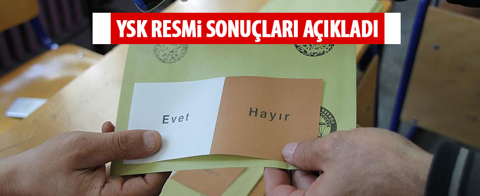 YSK resmi sonuçları açıkladı