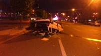 TRAFİK ÖNLEMİ - Başkent'te Kontrolden Çıkan Otomobil Takla Attı Açıklaması 1 Yaralı
