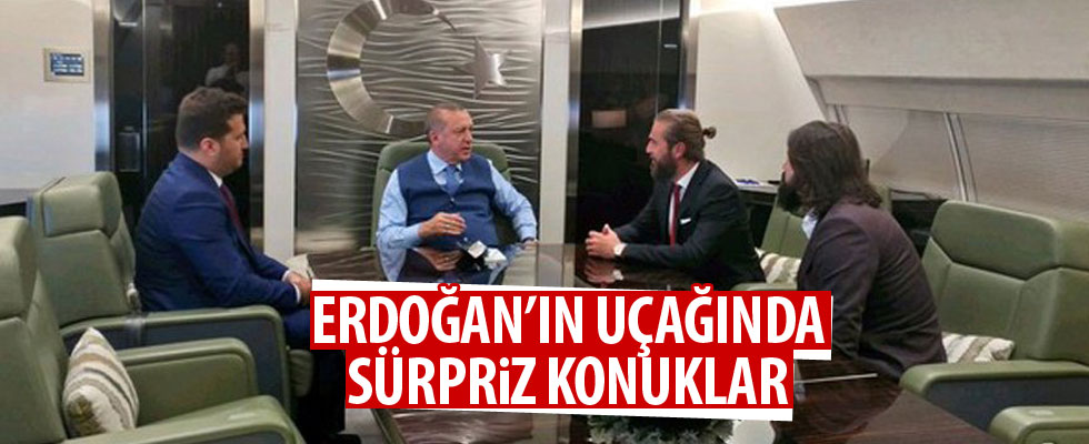 Diriliş oyucuları Erdoğan'ın uçağında