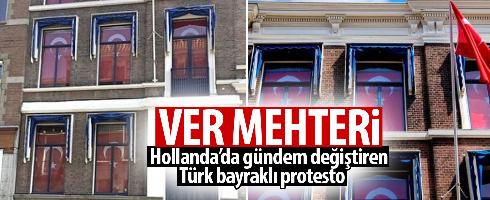 Hollanda'da Türk bayrakları asıldı