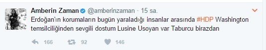 Amberin Zaman dayak yiyen HDPKK'lıya üzüldü