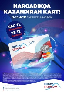 Forum Erzurum, 35 TL Yüklü Forum Erzurum Kart Hediye Ediyor