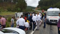 YOLCU MİDİBÜSÜ - Turistleri Taşıyan Minibüs Devrildi Açıklaması 17 Yaralı