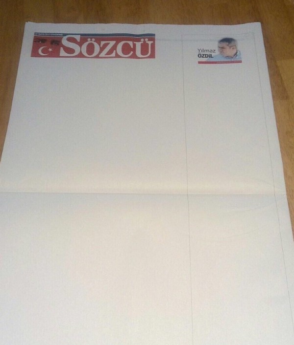 Sözcü bugün boş sayfalarla çıktı