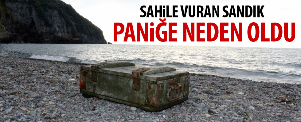 Mühimmat sandığı sahile vurdu