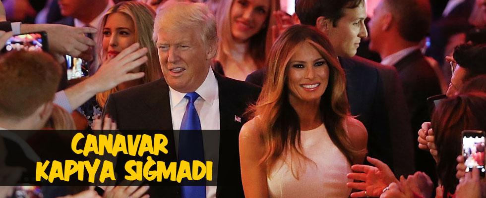 Trump'ın otomobili saray kapısına sığmadı