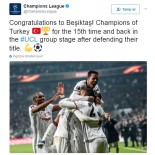 UEFA da Beşiktaş'ı tebrik etti