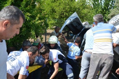 Ortaca'da Takla Atan Otomobilin Sürücüsü Yaralandı