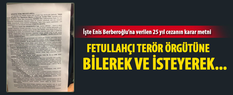 Enis Berberoğlu'nun duruşma tutanağı