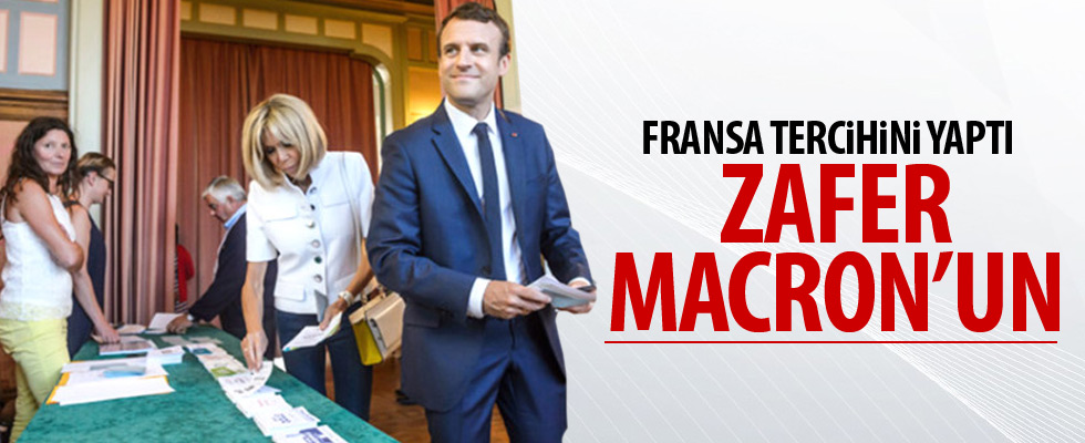 Fransa'da çoğunluğu Macron aldı