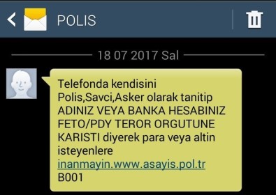 Polisten Vatandaşlara SMS'li Uyarı