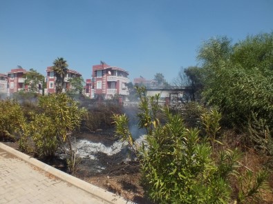 Antalya'da Villa Tipi Evlerin Bulunduğu Tatil Bölgesinde Sazlık Yangını
