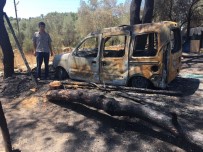 AVSALLAR - Elektrik Tellerinden Çıkan Yangın Aracı Küle Çevirdi