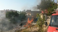 ANIZ YANGINI - Anız Yangını Bahçeye Sıçradı Traktör Kül Olmaktan Son Anda Kurtarıldı