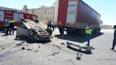 Karaman'da Çekiciyle Çarpışan Otomobil Devrildi Açıklaması 1 Yaralı