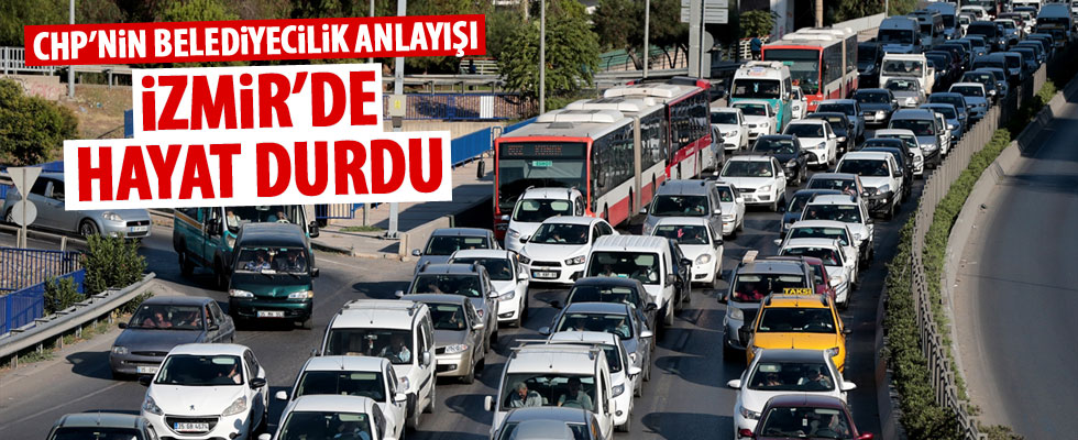 Grev ve tramvay çalışmaları İzmir trafiğini durdurdu