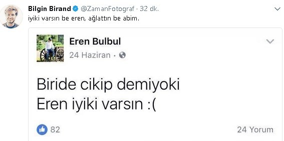 Şehit Eren'den duygulandıran paylaşım