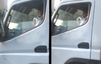 Kamyonet şoförü, seyir halinde uyuşturucu madde kullanırken görüntülendi