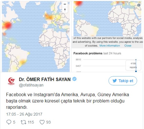 Facebook ve Instagram çöktü