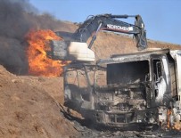 PKK'lı teröristler iş makinelerini yaktı