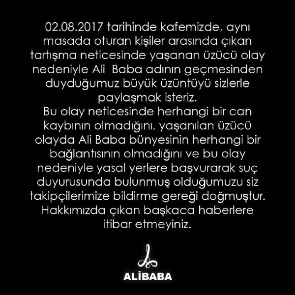 Ali Baba Nargile'den saldırı açıklaması