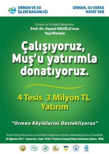 Bakan Eroğlu, 18 Milyon TL'lik 17 Müjdeyle Muş'a Geliyor