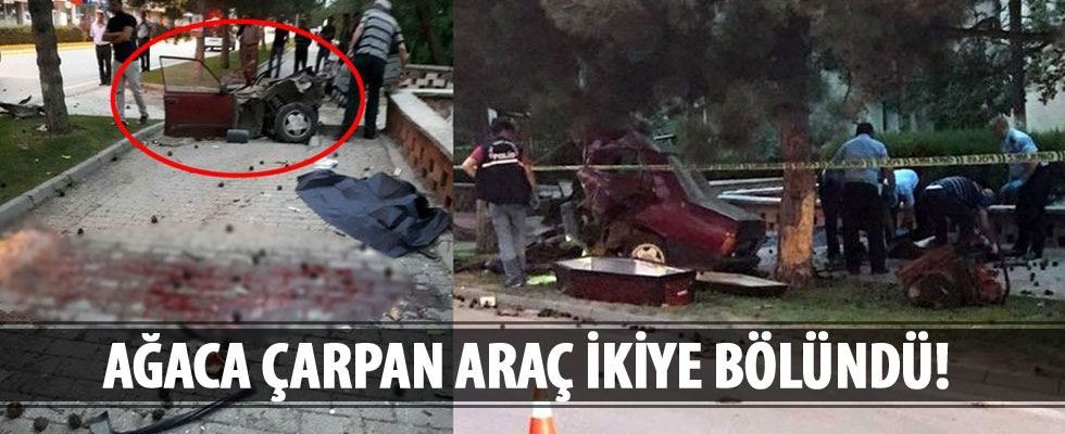 Eskişehir'de feci kaza: Araç ikiye bölündü