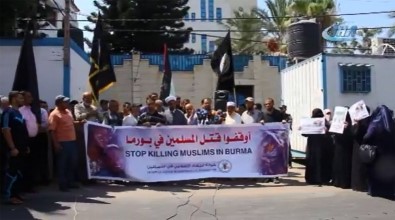 Gazze'de Arakanlı Müslümanlara Destek Gösterisi