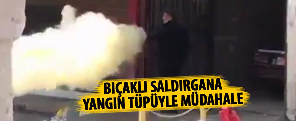 Bıçaklı saldırgana ilginç müdahale