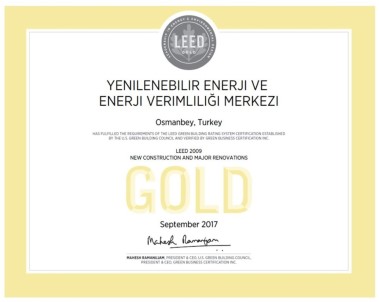 GAP Yenev'e Uluslararası Altın Sertifika Ödülü
