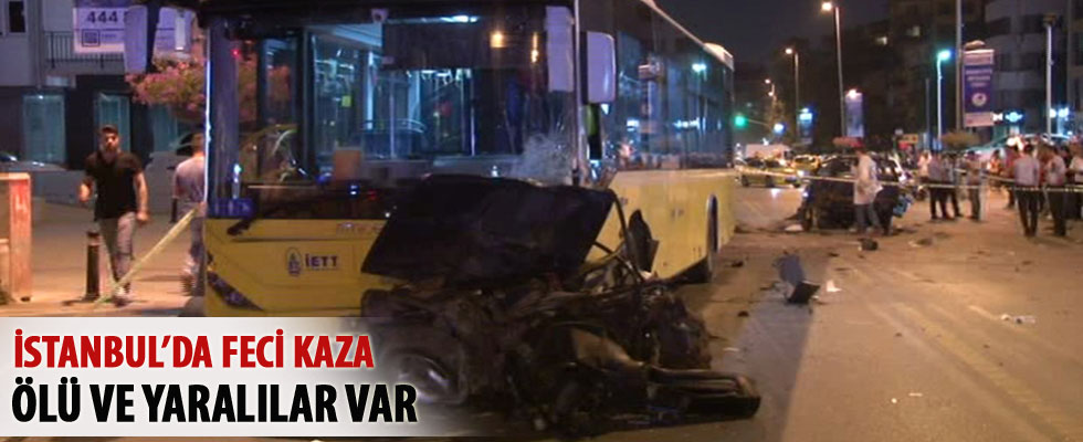 İETT otobüsüyle otomobil çarpıştı: 1 ölü, 3 yaralı