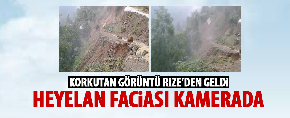 Rize'de yaşanan heyelan kamerada