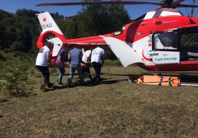 Kazada Yaralanan Kadın Ambulans Helikopter İle Hastaneye Kaldırıldı