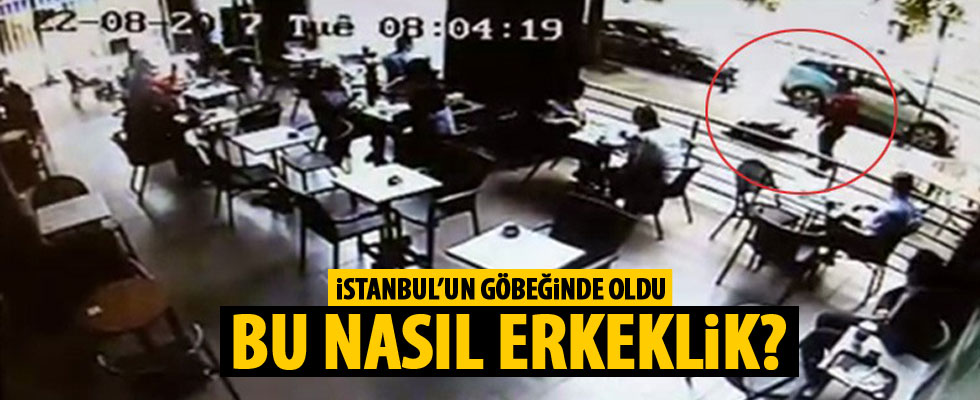 İstanbul'un göbeğinde kadına şiddet kamerada
