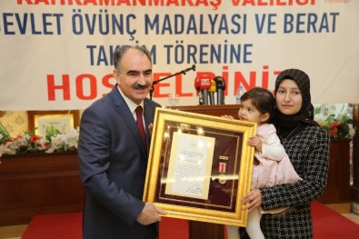Kahramanmaraş'ta Şehit Yakınlarına Devlet Ödünç Madalyası Verildi