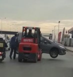 (Özel) Otomobilin Forkliftle Taşınması Kamerada