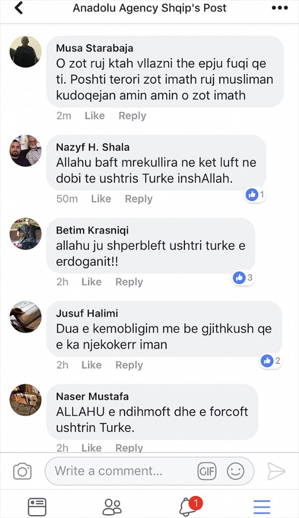 Balkan halkından TSK'ya dua