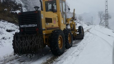 Akçaabat'ın Yüksek Kesimlerinde Karla Mücadele Çalışmaları Sürüyor