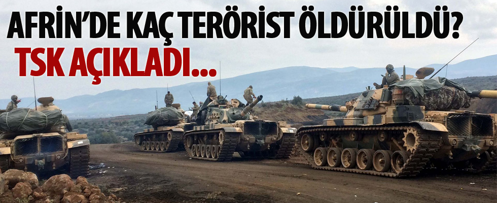 TSK Afrin'de öldürülen terörist sayısını açıkladı