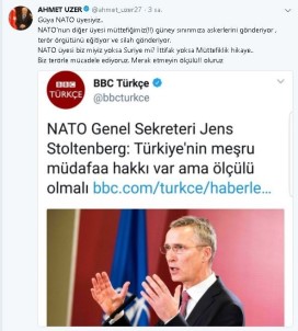 NATO Genel Sekreteri Stoltenberg'in Afrin Açıklamasına 'Ölçülü' Gönderme