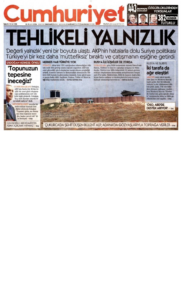 Cumhuriyet'ten alçak manşetler