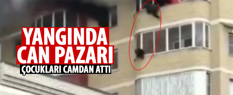 Çocuklarını kurtarmak için camdan attı