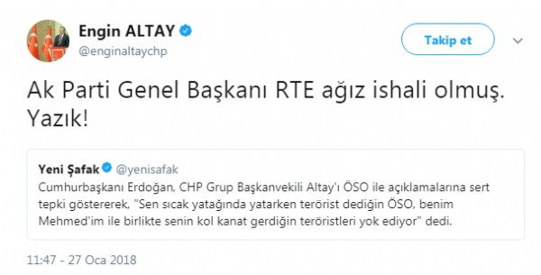 CHP'li Altay Cumhurbaşkanı Erdoğan'a küfür etti